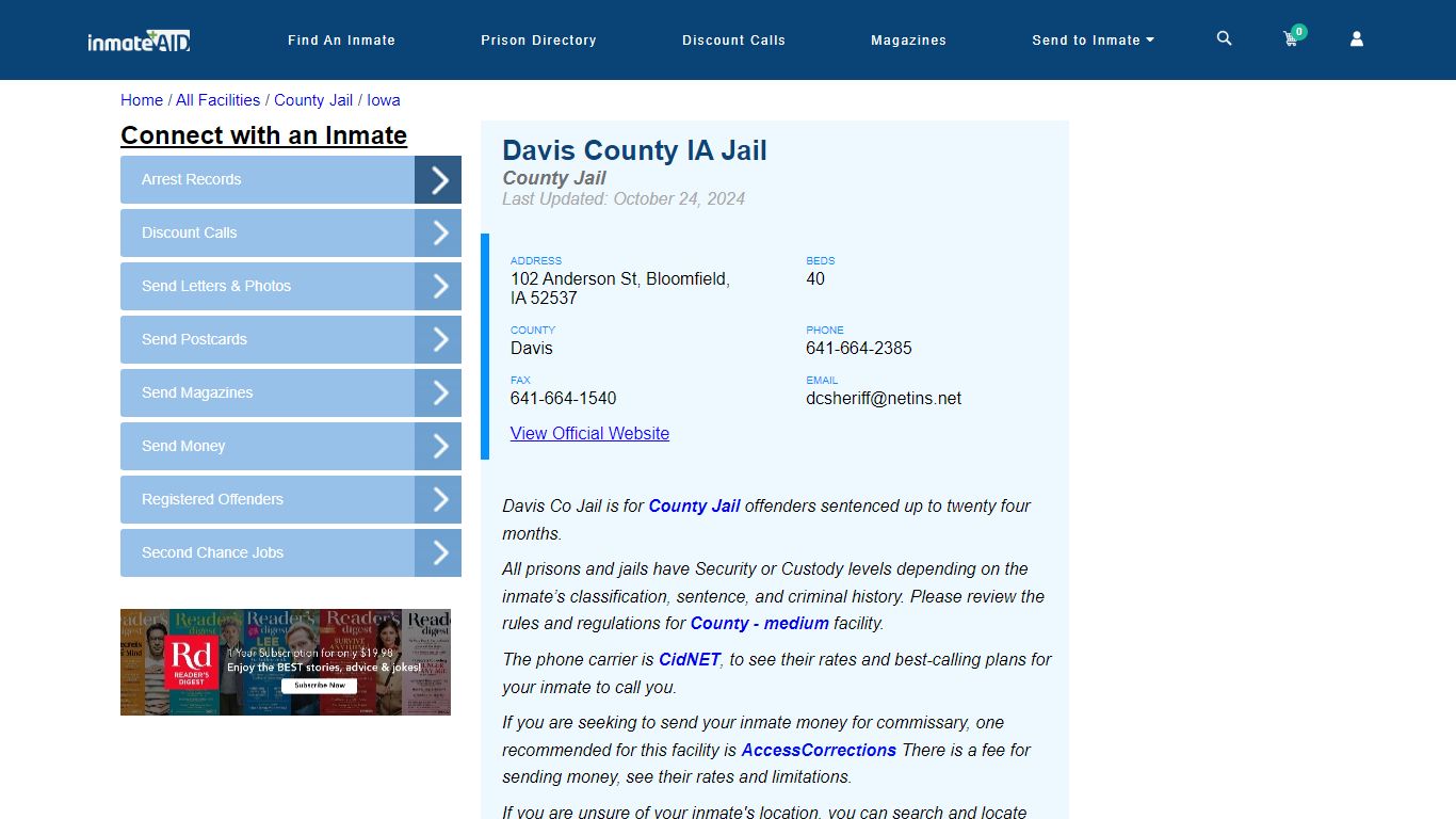 Davis County IA Jail - Inmate Locator